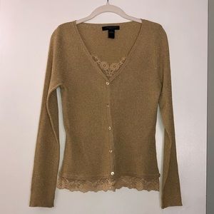 August Silk Knit Top Gold Size L